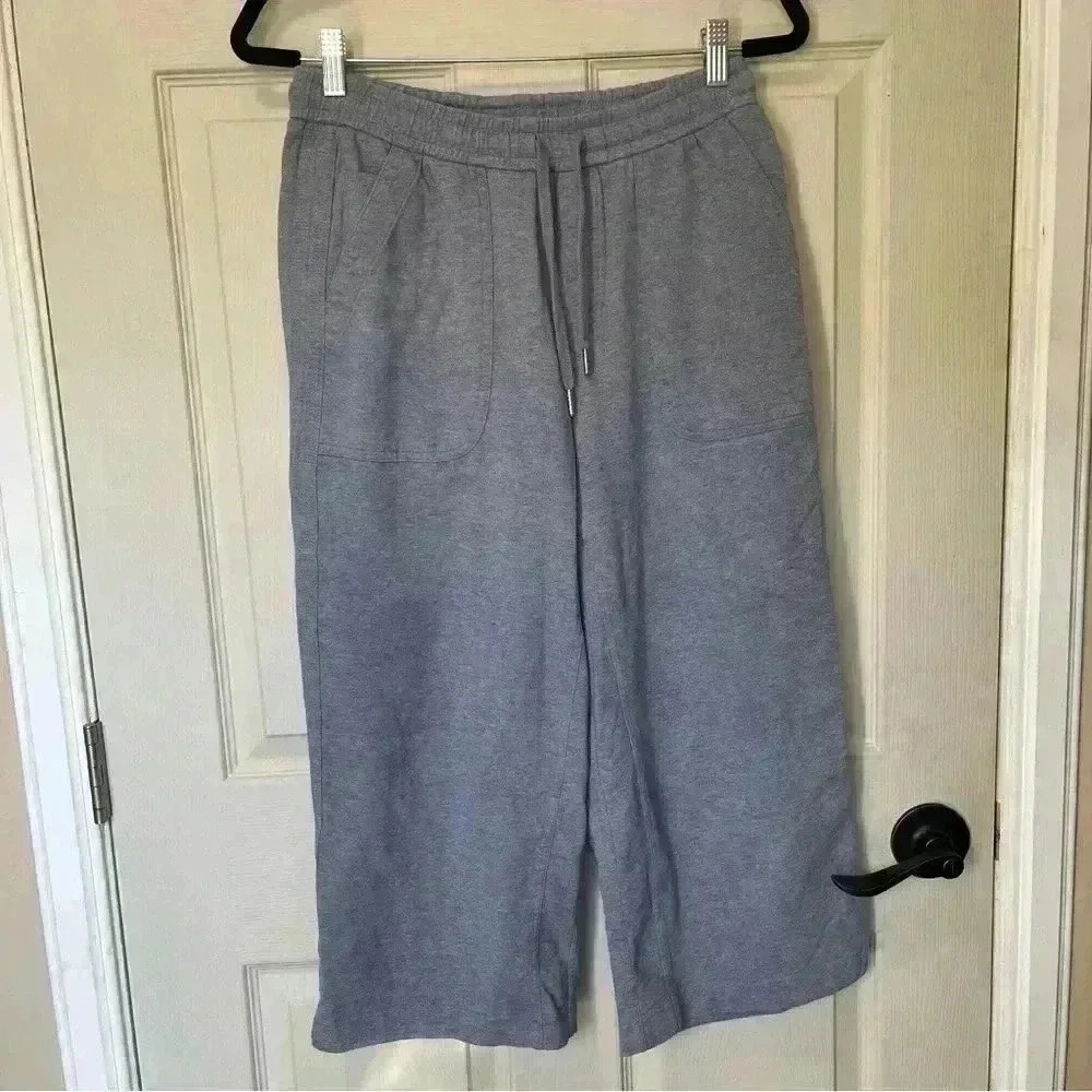 Athleta Farallon Heather Light Blue Wide Leg Crop Pant Size 4